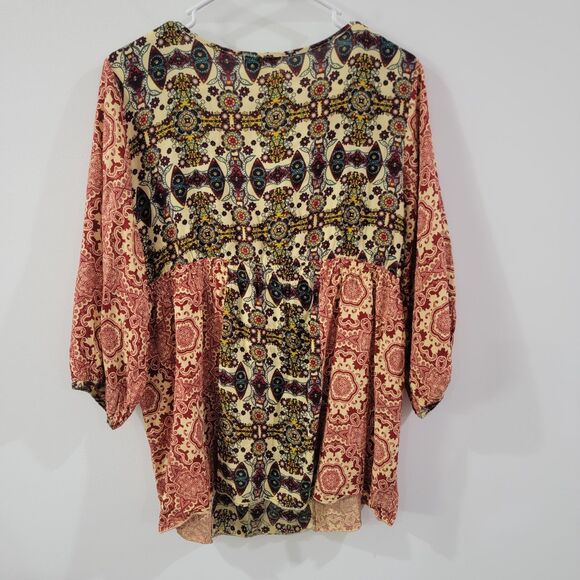 Live And Let Live Womens Top Size XL Boho Hippie Embroidered Floral Beaded - Picture 3 of 7